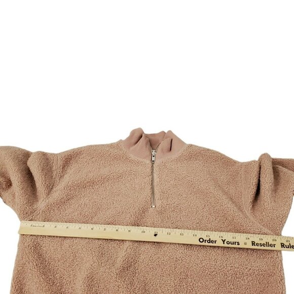 Topshop Sweater Womens 4 Blush Pink Sherpa Half Zip Pullover Outdoor Long Sleeve - Picture 8 of 10